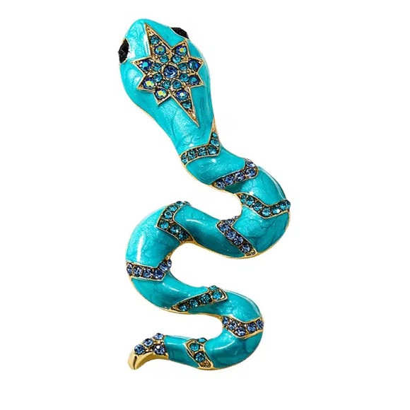 Serpenti Turquoise Crystal Snake Brooch - Picture 8 of 10